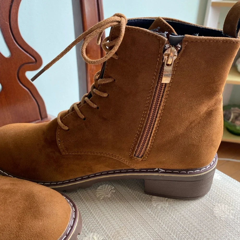 SHEIN  EUC Brown Suede Ankle Boots - Picture 5 of 15